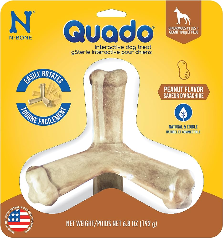 Amazon.Com : N-Bone Quado Interactive Chew, Ginormous Peanut Flavor (1  Pack), Large : Pet Supplies